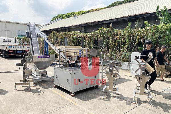 Máquina cortadora de tapones y guata lineal enviada a Australia